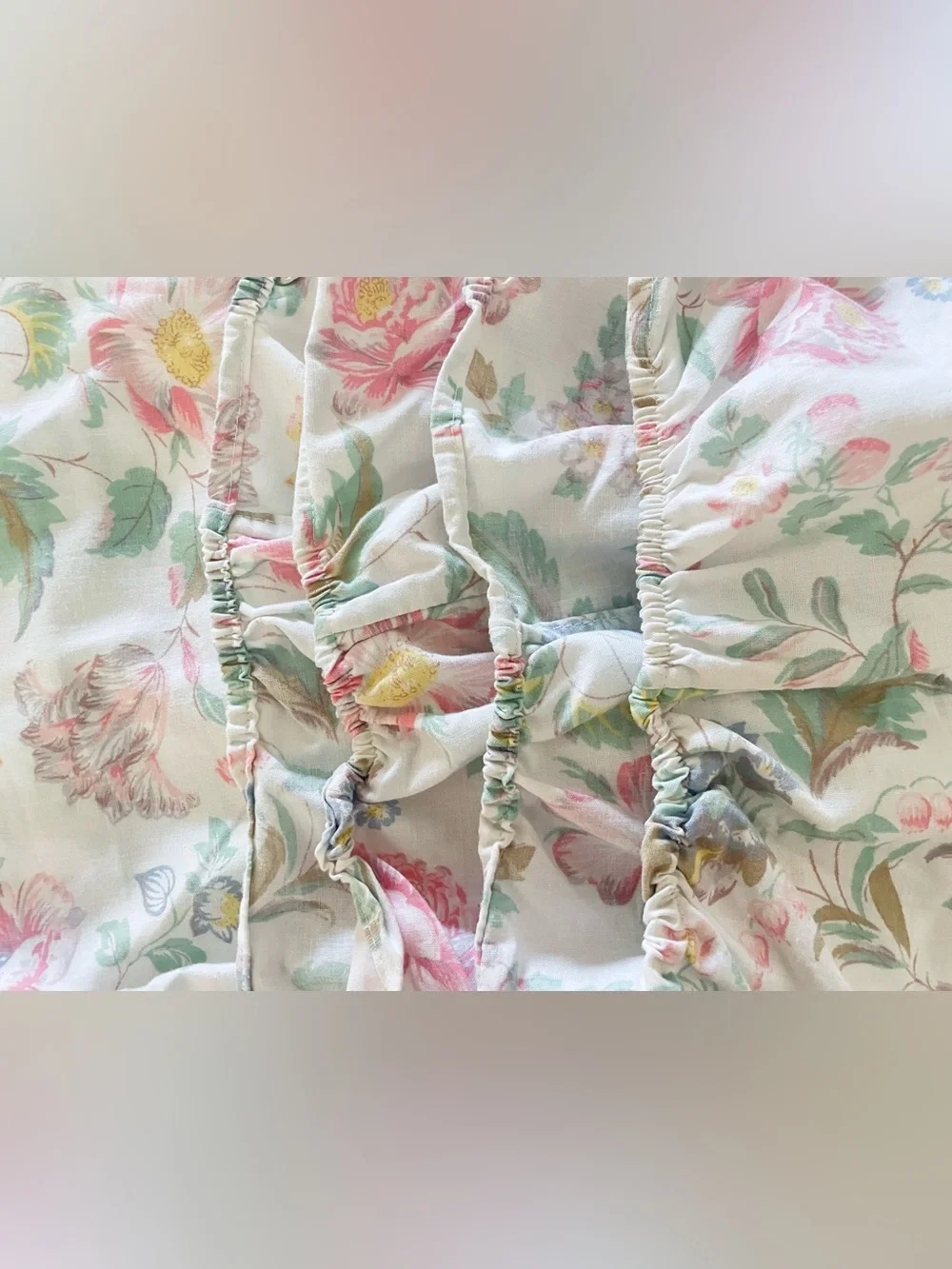 Vintage MCM Dan River Dantrel Muslin Flat & Fitted Floral King Sz